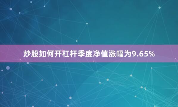 炒股如何开杠杆季度净值涨幅为9.65%